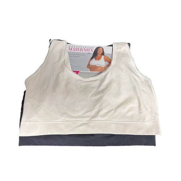 NWT 2 Pack Seamless Materntiny Soft Bra Black Ivory Nursing Sleep Sz Large - Picture 2 of 5